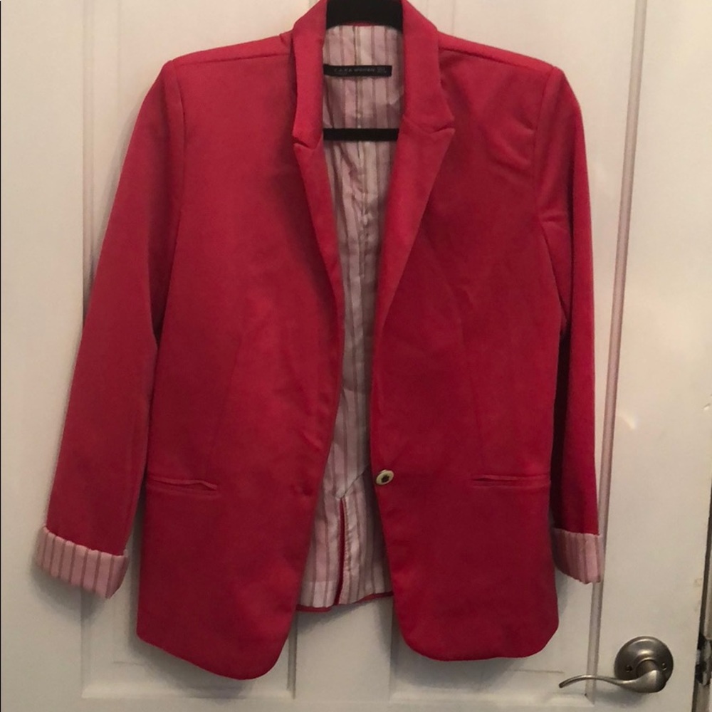 Hot Pink Blazer with striped interior